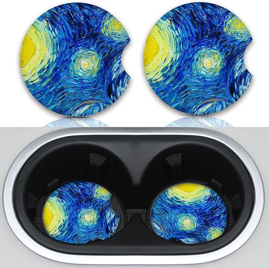 Car Cup Holder Coaster,Absorbent The Stars Rubber New Automotive Cup Holder Decal Decor Car Accessories for Women Men.Pack of 2