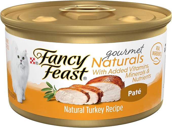 Purina Fancy Feast Natural Grain Free Wet Cat Food Pate Gourmet Naturals Natural Turkey Recipe - (Pack of 12) 3 oz. Cans