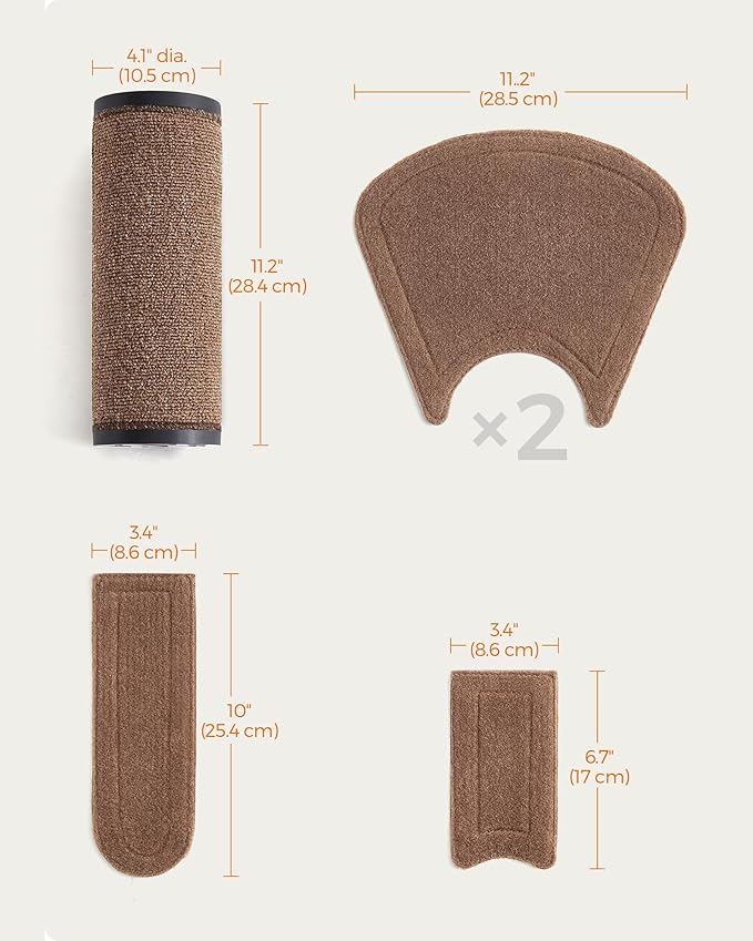 Feandrea Clickat Collection - No.006 Cat Scratching Post Spare Part Kit, Replacement Post Segment, Machine Washable Felt Pads, Easy to Attach and Detach