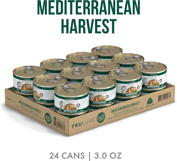 Weruva TruLuxe Cat Food, Mediterranean Harvest with Tuna Whole Meat & Veggies in Gravy, 3oz (Pack of 24)
