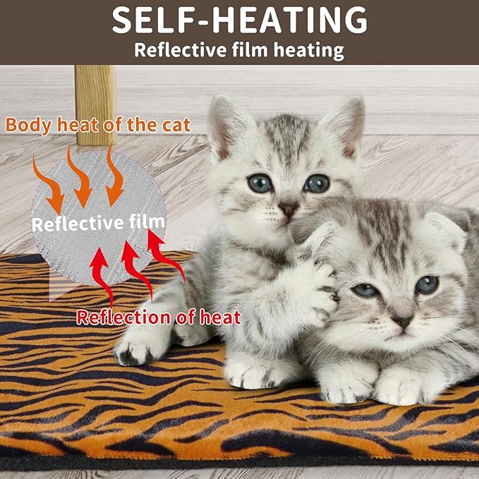 Self-Warming Cat Bed Indoor/Outdoor Super Soft Self Heating Pet Mat Washable Thermal Pad for Cat & Dog