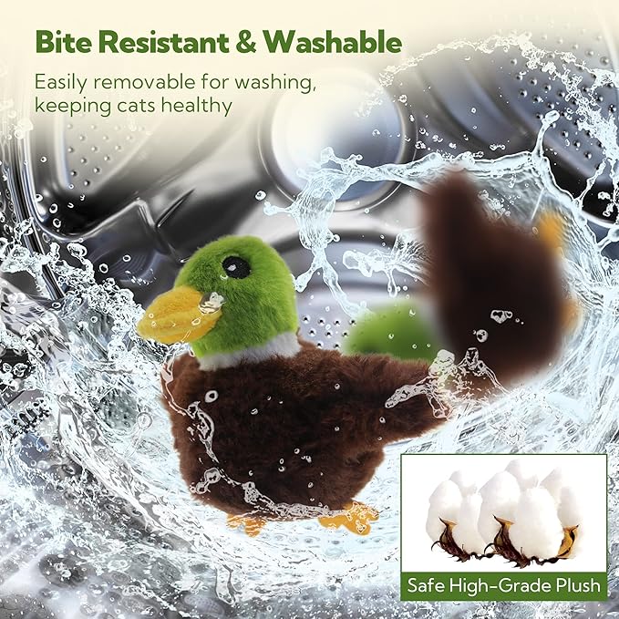 Cat Toys for Bored Indoor Cats, Cat Bat Wings with Catnip for Cats, USB Rechargeable Motion Activated Kitten Toys, Interactive Flapping and Chirping Duck Cat Toy