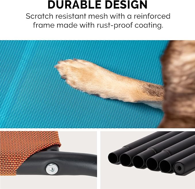 FurHaven Elevated Pet Cots - Cooling & Breathable Nylon Mesh Hammock for Small Dogs & Cats/Easy-to-Assemble/Durable and Reinforced/Perfect for Rest & Relaxation Outdoors - Terracotta Red, Small