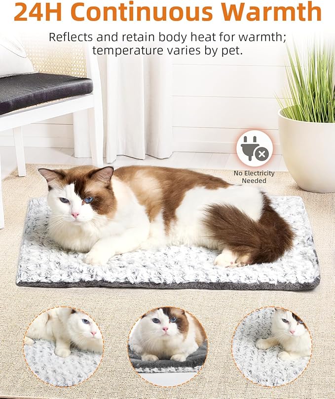 2-Pack Self Warming Cat Bed 24 x 18 in - Cat Beds for Indoor Outdoor Cats and Dogs, Machine Washable Cat Heating Pad, 3cm/1.18in Thickened Pet Heating Pad for Cats & Dogs