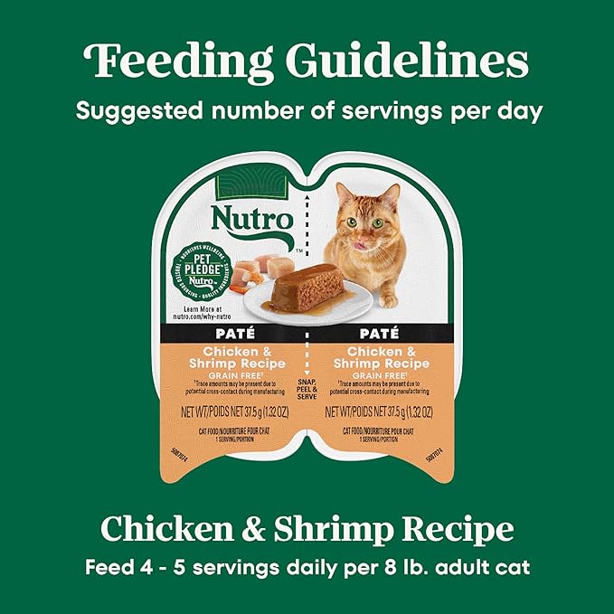 Nutro Perfect Portions Wet Cat Food Paté Chicken & Shrimp Recipe, (24) 2.64 oz. Twin-Pack Trays