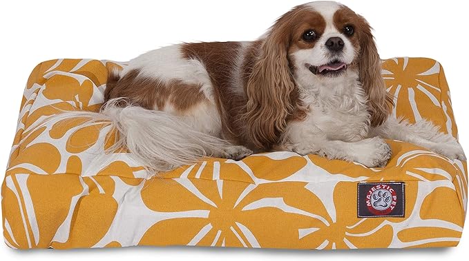 Yellow Plantation Small Rectangle Indoor Outdoor Pet Dog Bed With Removable Washable Cover By Majestic Pet Products