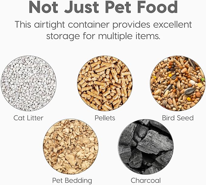 IRIS USA 50 Lbs WeatherPro Airtight Pet Food Storage Container with Removable Casters, for Dog Cat Bird and Other Pet Food Storage Bin, Keep Fresh, Clear/Gray