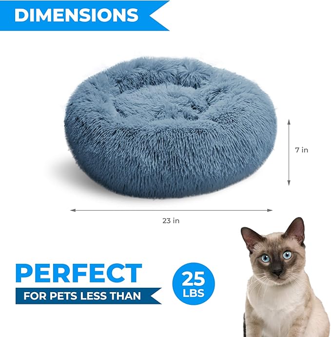 Whiskers & Friends Cat Bed, Cat Beds for Indoor Cats Washable, Small Dog Bed Calming Pet Bed, Cat Beds & Furniture, Large Cat Bed - with Blanket