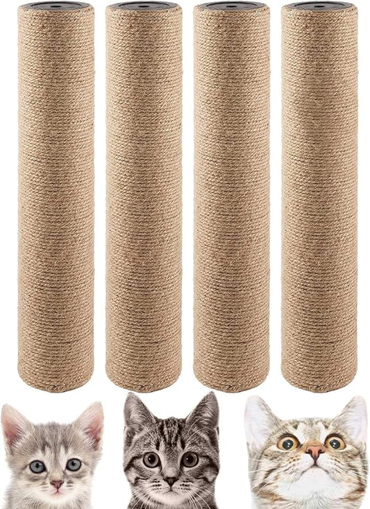 BNOSDM 4 Pcs M8 15”x2.75” Cat Tree Scratching Post Replacement Parts for Indoor Cats Tower Rope Scratch Poles Refill Jute Pole Part for Refurbishment Hemp Gray