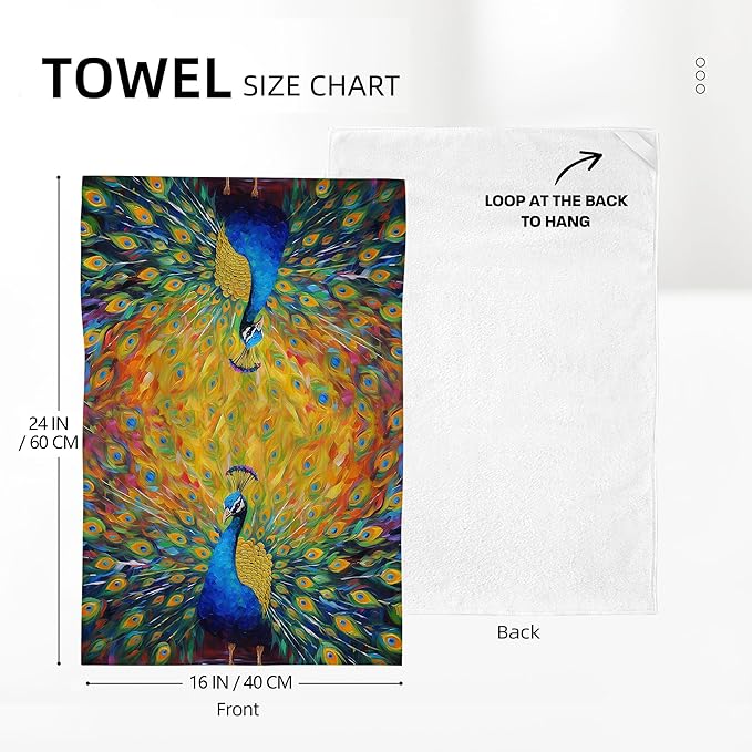 Beautiful Peacock Kitchen Towels Decorative Set of 2 Tea Towels Hand Towels Absorbent Dish Towels for Kitchen Drying Bathroom Farmhouse Home Decor Housewarming Gifts