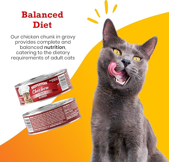 Beefeaters Cat Treats - Tuna Chunk in Gravy 3oz, Case of 24 | Premium Wet Cat Food, Rich in Vitamins & Taurine | No Artificial Additives | Training Treats