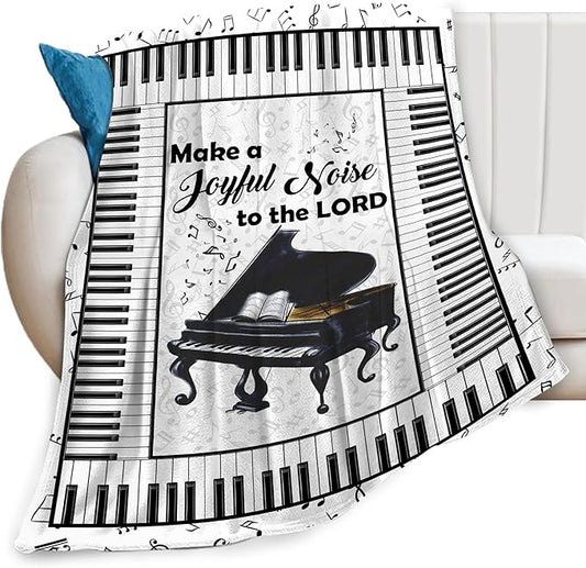 Piano Print Blanket Piano Keys Music Notes Musical Throw Blankets for Couch Sofa Bed Stuff Decor Lightweight Soft Cozy Fleece Plush Warm Flannel Blanket Gifts for Girls Boys Kids Adults 50"x60"