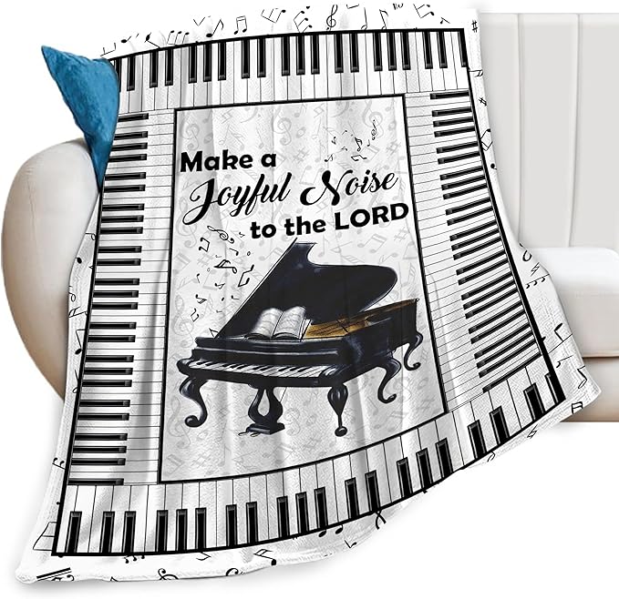 Piano Print Blanket Piano Keys Music Notes Musical Throw Blankets for Couch Sofa Bed Stuff Decor Lightweight Soft Cozy Fleece Plush Warm Flannel Blanket Gifts for Girls Boys Kids Adults 60"x80"