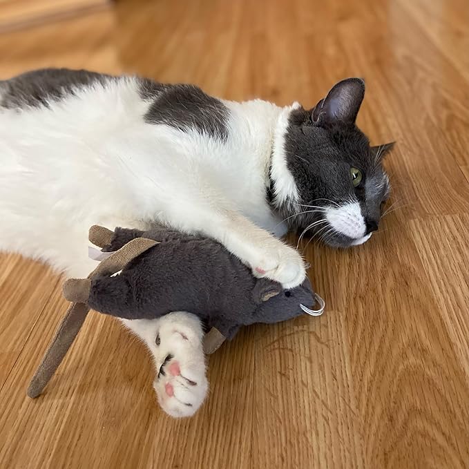 SPOT Big Mouse Bertha with Catnip - Lifelike Cat Toy, Fuzzy Mice with Catnip and Crinkle Sound, Large Size for Cuddling, Chasing, Playing - 7in Plush Toys, Assorted Colors