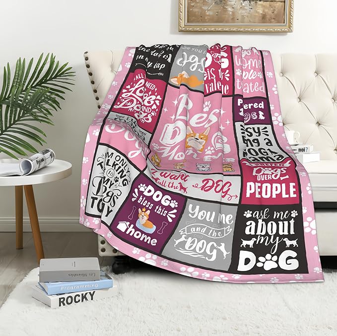 Dog Mom Gifts for Women Blanket 60"x50", Dog Mom Gifts, Gift for Dog Lovers Women, Dogs Owner Gift for Woman, Best Dogs Mom Present, Soft Throw Blanket for Christmas, Mothers Day