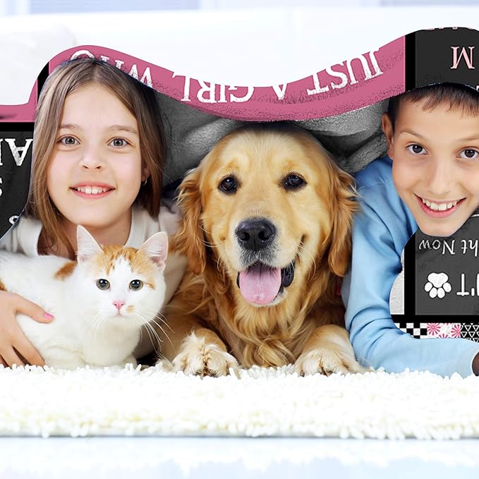 Just a Girl Who Loves Cats Blankets for Cat Lovers, Cat Lover Gifts for Girls, Gifts for Cat Lovers, Cat Themed Gifts for Women, Cat Lady Gifts Blanket for Women 60" x 80"