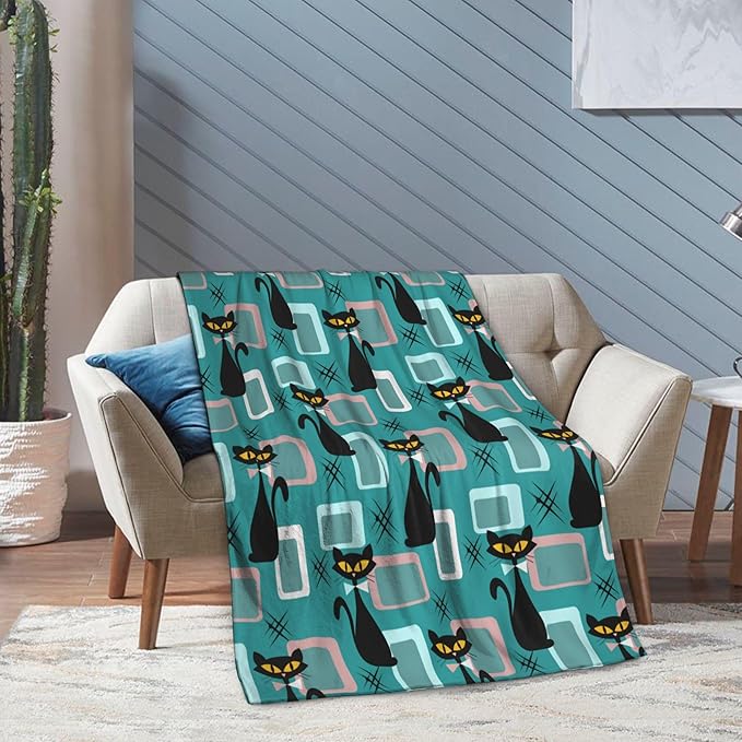 Medieval Cat Soft Throw Blanket Flannel Fleece Blankets Warm Cozy Lightweight Fuzzy Blanket for Bed Sofa Couch Home Decor 60"X50"
