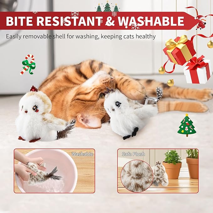 Gigwi Flapping Bird Cat Toys Lifelike Sandpiper Chirp Tweet Interactive Cat Toy, Rechargeable Cat Toy For Bored Indoor Cat, Automatic Cat Toy Best Gift For Birthday, Thanksgiving, Christmas, New Year
