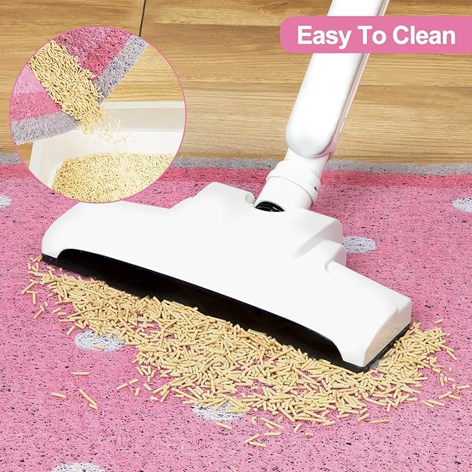 Bienbee Cat Litter Mat, 33.5x22.5in Cat Litter Mat Litter Trapping Mat Easy to Clean, Litter Box Mat with Bottom, Unique Graphic Design Cat Mats for Litter, Strawberry L