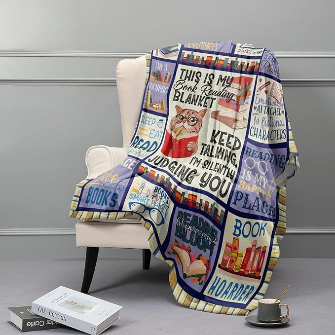 Gifts for Readers, Book Lover Gifts for Women, Reading Blanket for Book Lovers, Reading Literary Blanket 60"x50"