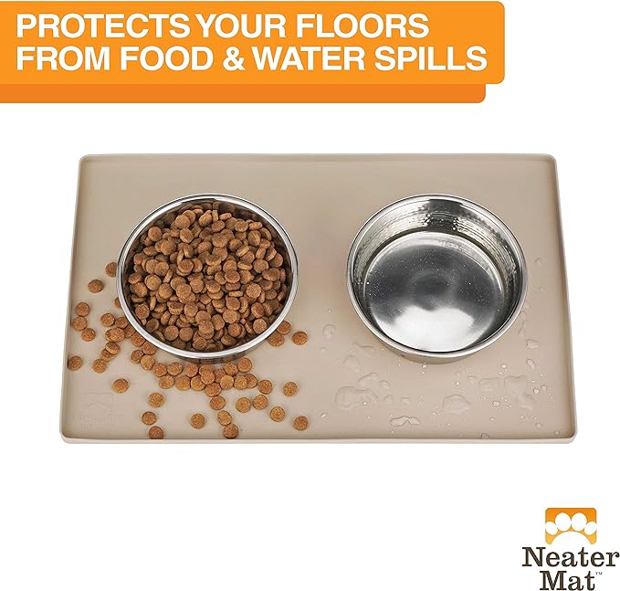 Neater Pet Brands Neater Mat Pet Mats for Food and Water, Dog Bowl Mat Waterproof Silicone, Pet Mat for Dog or Cat, Dog Food Mats for Floors Waterproof, Dog Water Mat & Dog Food Mat with Raised Edge