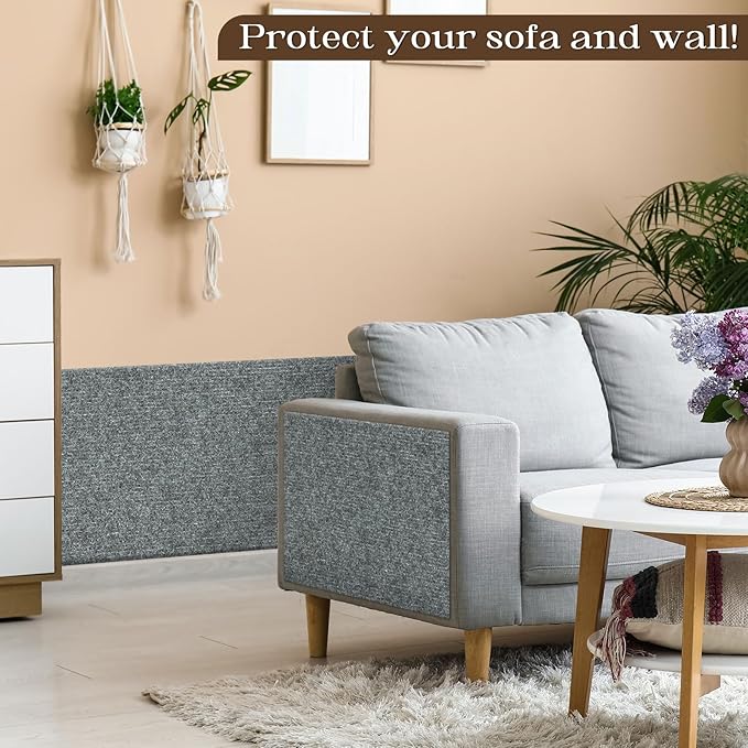 Cat Scratching Mat, 157.5"x15.7" Cat Carpet Self-Adhesive Carpet Mat Trimmable Replacement for Cat Tree, Cat Wall Scratcher, Cat Scratching Post, Shelves Couch Furniture DIY Protector, Light Grey