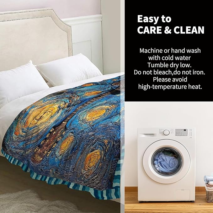 Guitar Blanket Gifts for Women Girls Mom Kids Adults Teen Birthday Christmas Valentine Presents Music Guitar Theme Decor Home Bedroom Living Room Sofa Couch Soft Cozy Plush Fuzzy Flannel Throw 60"x50"