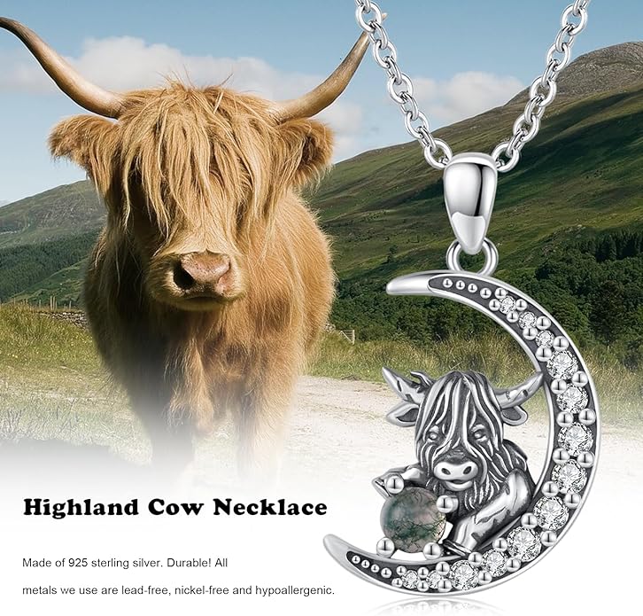 Animal Necklace 925 Sterling Silver Cat/Dog/Fox/Axolotl/Highland Cow Pendant Necklace Cute Animal Jewelry Graduation Gifts for Women
