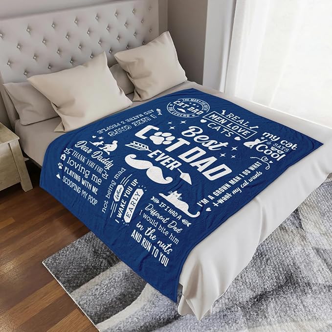 Cat Dad Throw Blanket 60" x 50", Cat Dad Gifts for Men, Cat Daddy Gifts, Birthday Gift for Cat Lover, Fathers Day Cat Lovers Gifts for Men, Best Gifts for Cat Dads