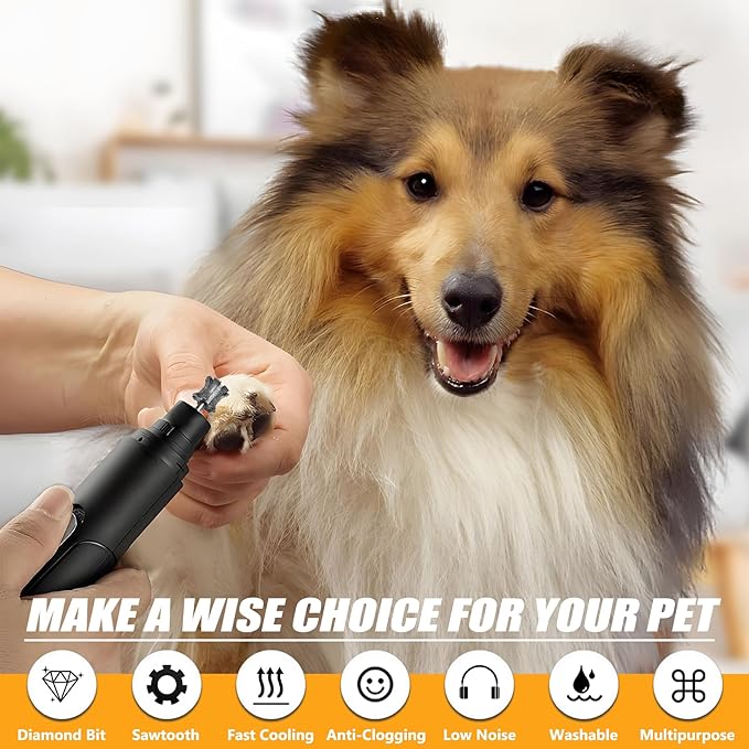 Fast Cooling Dog Nail Grinder Bit Sawtooth Head with Anti-Clogging, Diamond Quiet Pet Nail Grinder Tip for Claw Care 1/8'' Dremel Dog Nail Grinder Attachment for Anxious Dogs - SuperC 120# 1P