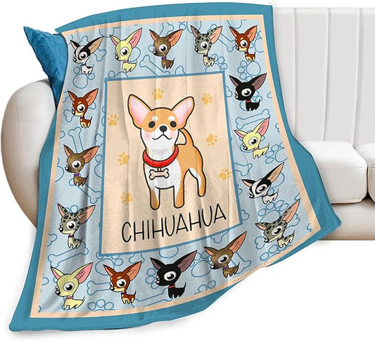Chihuahua Blanket Chihuahua Decor Throw Blanket Super Warm Soft Plush Lightweight Fleece Flannel Winter Gifts for Girls Baby Kids Women Boys Adults Couch Bedding 40"X50"