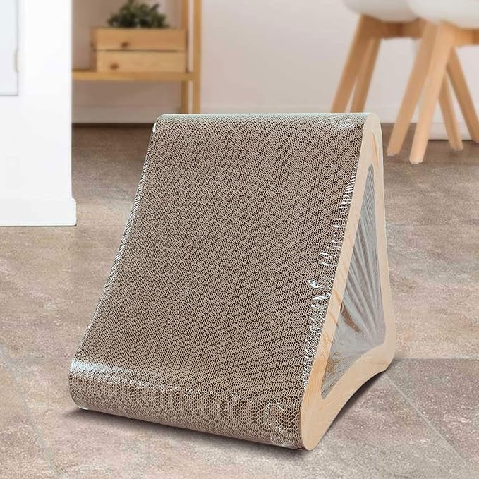 FluffyDream 3-Sided Triangle Cat Scratching Post Scratcher Cardboard, Recycle Corrugated Vertical Cat Board Pads Prevents Furniture Damage, Triangular