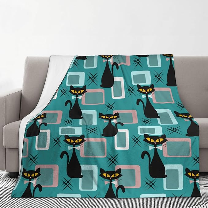 Medieval Cat Soft Throw Blanket Flannel Fleece Blankets Warm Cozy Lightweight Fuzzy Blanket for Bed Sofa Couch Home Decor 80"X60"