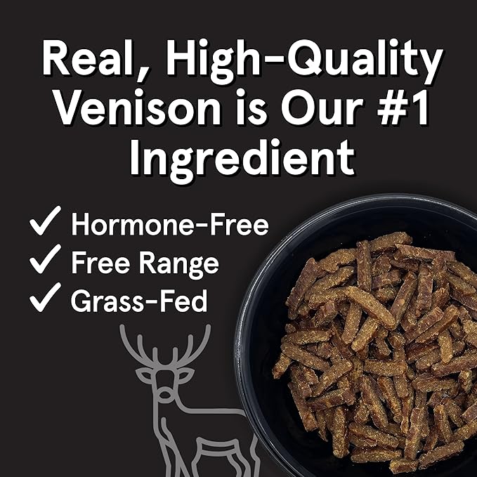 Real Meat Air Dried Cat Food & Dog Food w/Real Venison - 14oz of USA-Crafted Grain-Free Dry Dog & Cat Food Sourced from Free-Range, Grass-Fed Venison - All Natural, High Protein Pet Food