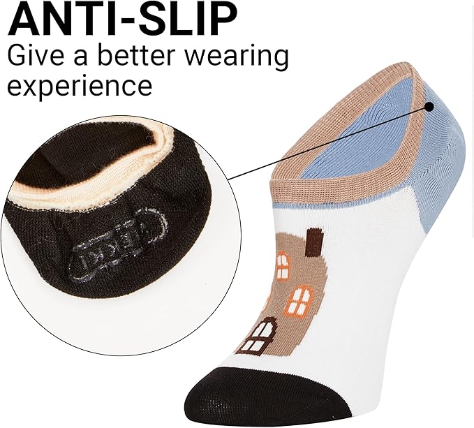 Benefeet Sox Womens Girls Cute No Show Liner Socks Non Slip Funny Patterned Low Cut Socks Novelty Cotton Loafer Footies Sock