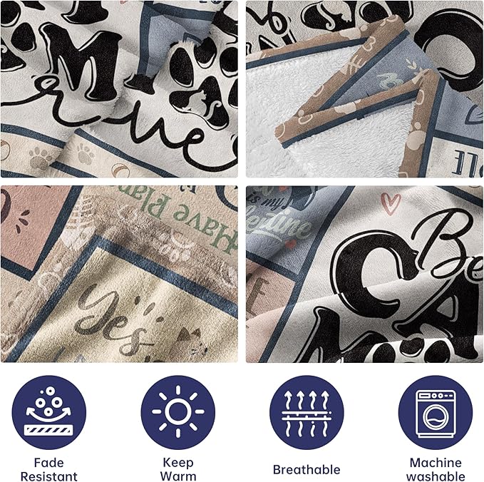 SteadStyle Cat Mom Gifts - Best Ever Blanket for Cat Lovers, Funny Cats Lady Presents for Women, Cozy Cats-Themed Gift for Birthday, Christmas, Mother’s Day 60'' x 50''