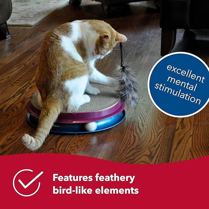 Coastal Pet Turbo Teaser Cat Toy - Interactive Cat Feather Toy and Cat Wand - Attach to Cat Towers & Scratcher Pads - Assorted - 10"