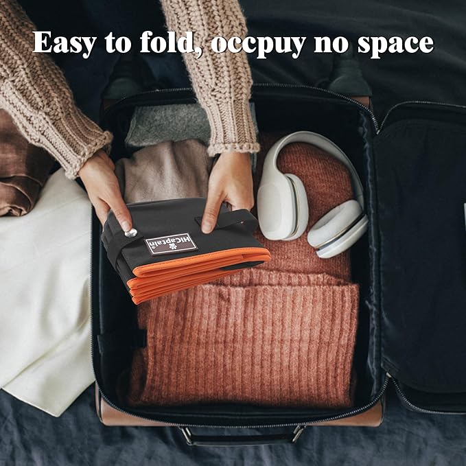 HiCaptain Portable Cat Litter Box, Foldable Litter Box for Travel in Car, Collapsible Toliet Tray Carrier for Small Medium Cats - Medium Black, 006M