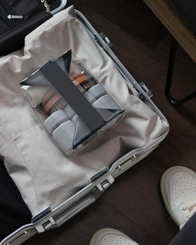 Cadence Parcel - Clear Dopp Kit with Magnetic Closure - Durable and Leak-Resistant Travel Toiletry Kit - TSA-Compliant & Modular Design - Small Hygiene Bag for Travel Essentials - 1 Qt - Ink