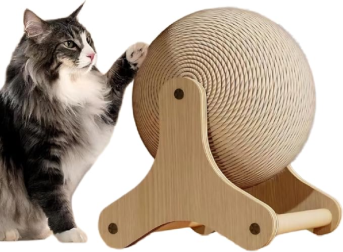 Cat Scratching Ball Toy Scratching Post Rotatable Scratching Training Exercise Sisal Material Scratching Toy, Equipped with a Replaceable Ball