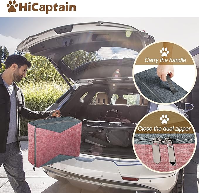 HiCaptain Portable Cat Litter Box with Lid and Handle Standard Portable Collapsible Litter Carrier for Cat (M,Pink/Gray)