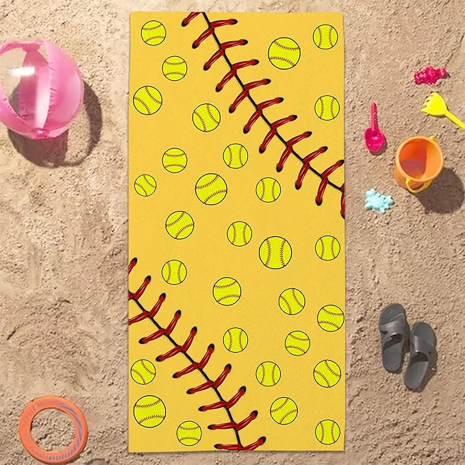 Bonsai Tree Softball Beach Towel, Yellow Microfiber Bath Towel for Women, Sand Free Quick Dry Travel Towels Softball for Women Yoga Sports Adults 30" X 60"