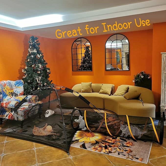 Cat Tent for Indoor and Outdoor Cat Enclosures(Outdoor, Tunnel, and Playhouse) Cat Playpen X-Large Portable Cat Tunnel Play Tents for Cats Rabbits and Small Animals