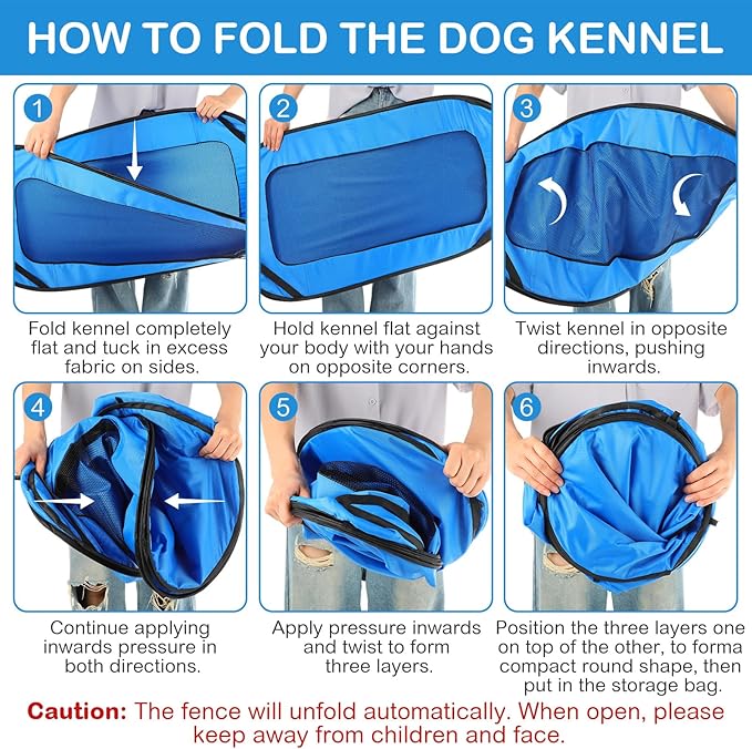 37 Inch Portable Cat Dog Crate with Mat Liner Pop up Dog Kennel Pet Tent Car Seat Travel Kennel Bed for Indoor Outdoor Waterproof Pet Crate Cage for Large Cat Medium Puppy Camping(Blue)