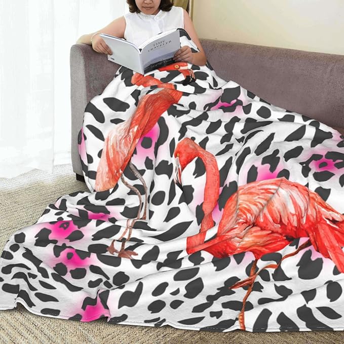 Fuzzy Throw Blanket 350 GSM Fleece Ultra-Soft Microfiber Blanket for Adults Kids Gift Couch, Sofa, Bed Pink Flamingo Leopard 80"x60"