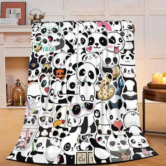 Cute Panda Blanket Panda Gifts Soft Cozy Panda Plush Throw Blanket Super Warm Fleece Fuzzy Bedding Blanket for Kids Girls Boys Women Bed Decor Stuff 40"X50"