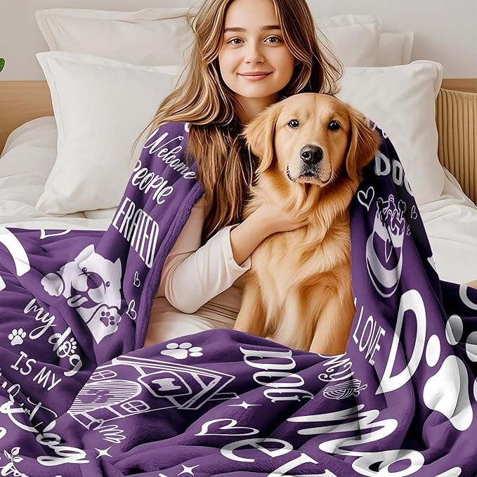 Dog Mom Gifts Blanket for Women, Dog Mom Throw Blankets for Women, Soft Flannel Blanket 60"x50" Dogs Themed Gifts for Dogs Lovers, Home Decor for Bed Sofa