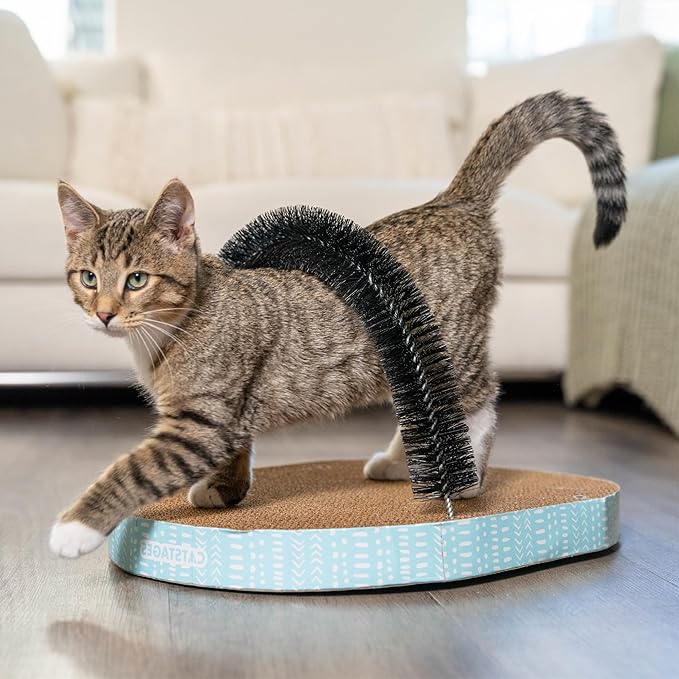 Catstages Scratch & Groom Corrugated Cat Scratch Pad with Catnip