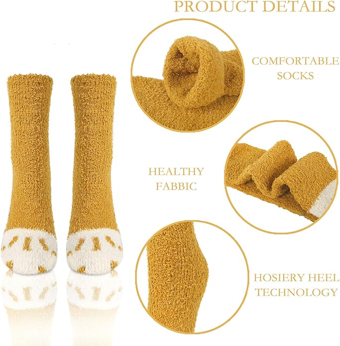 Benefeet Sox Cute Animal Fuzzy Socks for Women Girls Funny 3D Animal Cozy Socks Fluffy Slipper Socks Plush Comfy Soft Socks