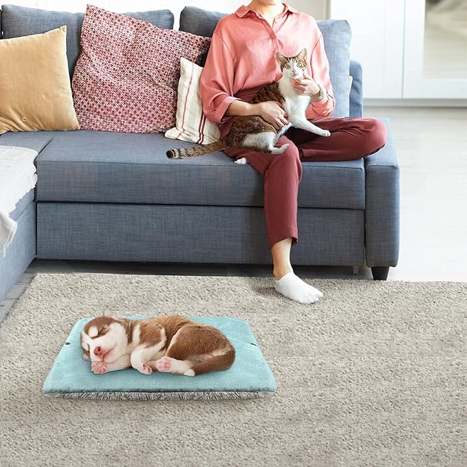 Cat Bed Small Dog Bed, Self Warming Cat Beds Self Heating Cat Dog Mat, Extra Warm Thermal Pet Pad for Indoor Outdoor Pets, Calming Dog Crate Bed Pet Cushion, 23.6x19.7inch